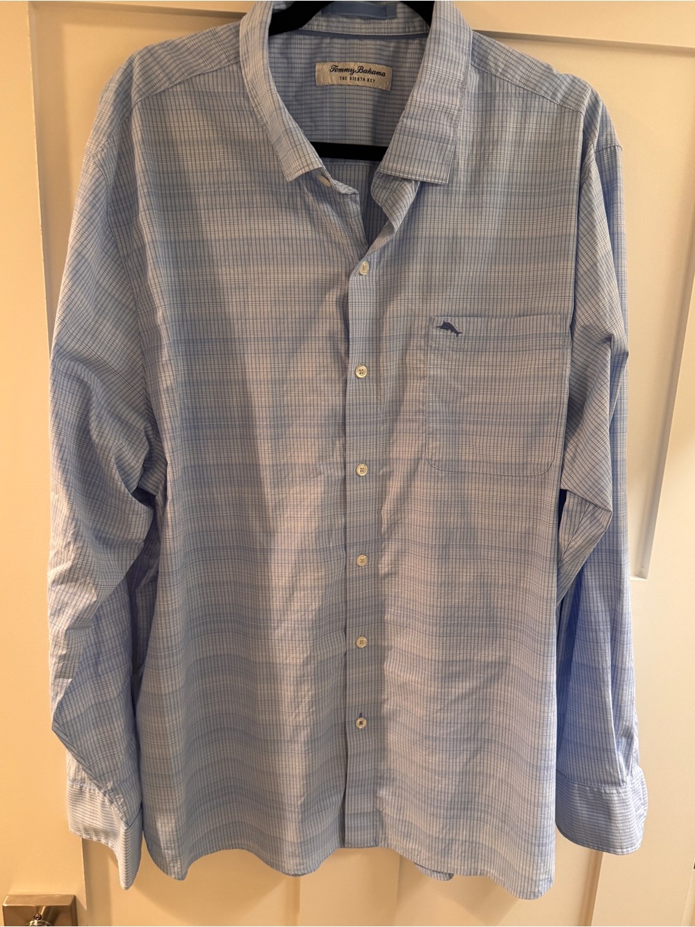Tommy Bahama Blue Micro-Check Long Sleeve Button-Down Shirt